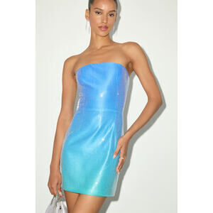 Lulus Trisha Blue Ombre Sequin Strapless Mini Dress - Size S